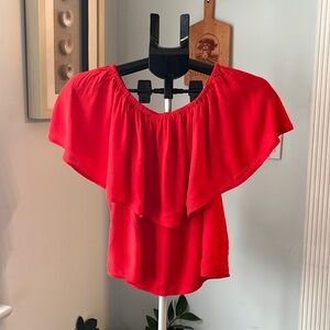 HOLDING HORSES Red Ruffled Off-Shoulder Blouse size XS